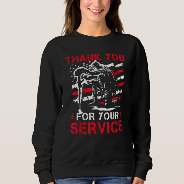 Sweatshirt Thank You For Your Service Veteran US Flag Veteran (Devant)