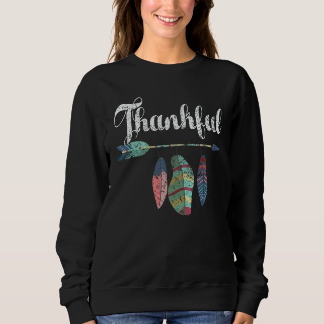 Sweatshirt Thankful Feather & Arrow Fall  Vintage Thanksgivin (Devant)