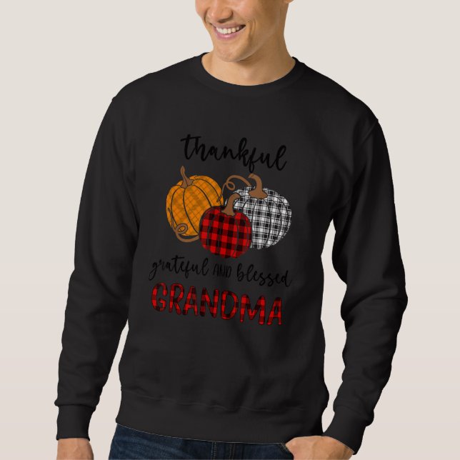 Sweatshirt Thankful Grateful Blessed Grandma Plaid  Thanksgiv (Devant)