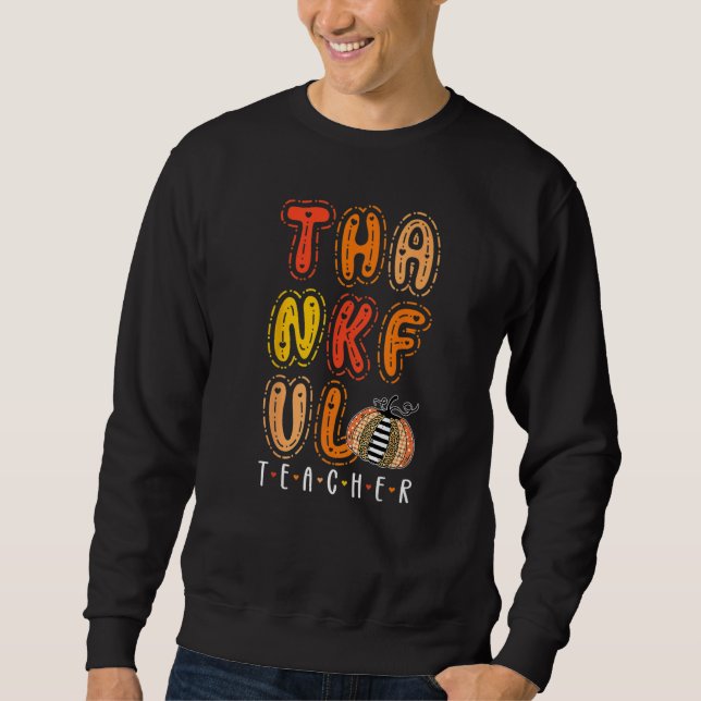 Sweatshirt Thankful Teacher Groovy Thanksgiving Teaching (Devant)