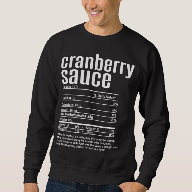 Sweatshirt Thanksgiving Christmas Cranberry Sauce nutritive (Devant)