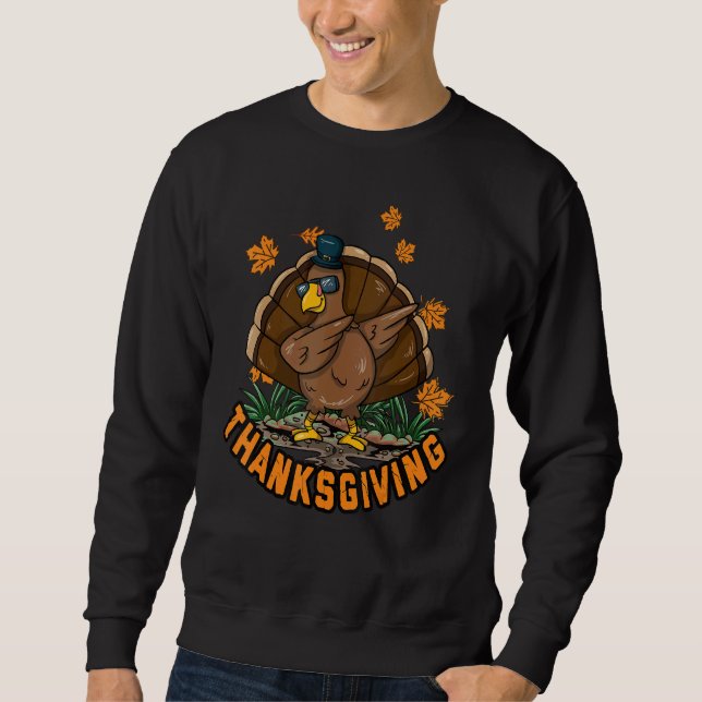 Sweatshirt Thanksgiving Dabbing Dab Dance Turkey Boy Girl Men (Devant)