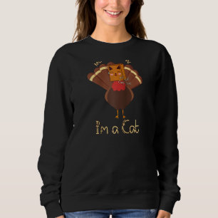 Sweatshirt Thanksgiving Drôle Turquie déguiser Fake Cat Meow