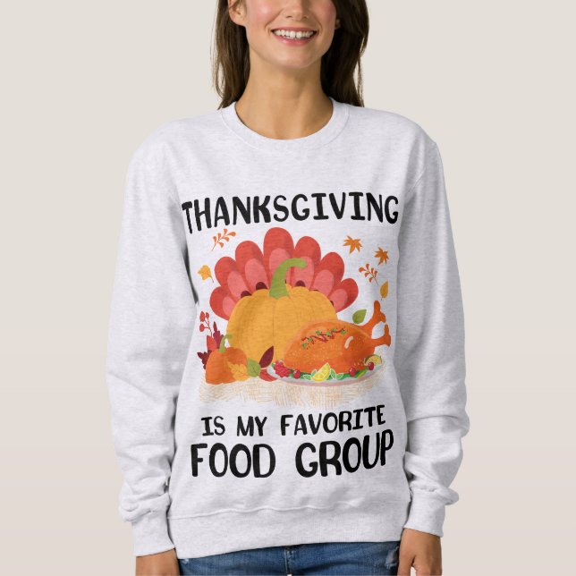 Sweatshirt Thanksgiving est mon groupe alimentaire favori Aut (Devant)