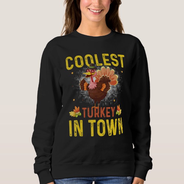 Sweatshirt Thanksgiving Kids Toddler Boy Coolest Turkey In To (Devant)