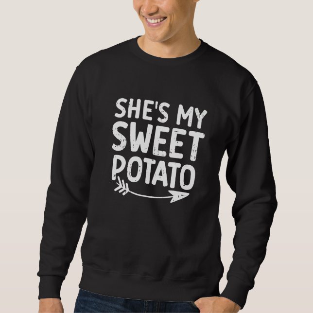 Sweatshirt Thanksgiving Matching Couples She's My Sweet Potat (Devant)