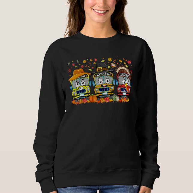 Sweatshirt Thanksgiving School Bus Driver Autumn Turkey Back  (Devant)