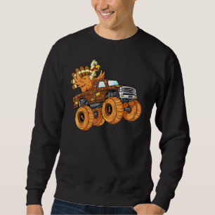 Sweatshirt Thanksgiving Turquie équitation Monster Truck Boys