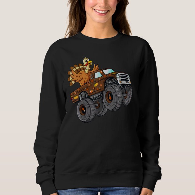 Sweatshirt Thanksgiving Turquie équitation Monster Truck Boys (Devant)