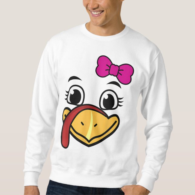 Sweatshirt Thanksgiving Turquie Face drôle Bow rose mignonne  (Devant)
