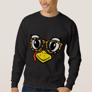 Sweatshirt Thanksgiving Turquie lunettes mignonne automne fil