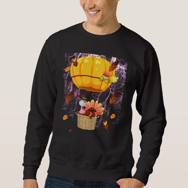 Sweatshirt Thanksgiving Turquie Portant Un Masque Et Un Ballo (Devant)