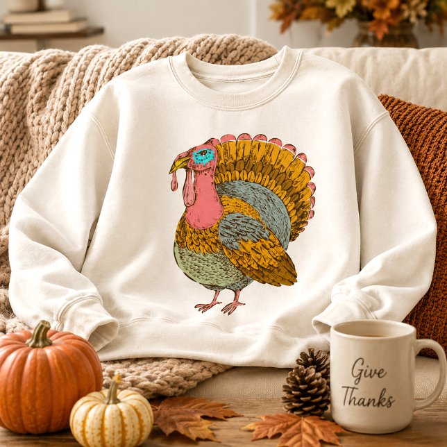 Sweatshirt Thanksgiving vintage Turquie (Créateur téléchargé)