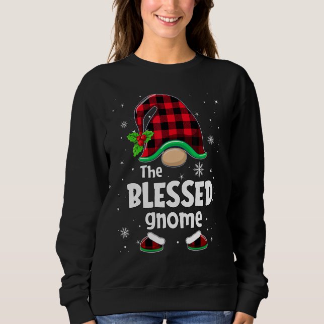 Sweatshirt The Blessed Gnome Buffalo Plaid Christmas Matching (Devant)
