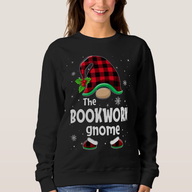 Sweatshirt The Bookworm Gnome Buffalo Plaid Christmas Matchin (Devant)