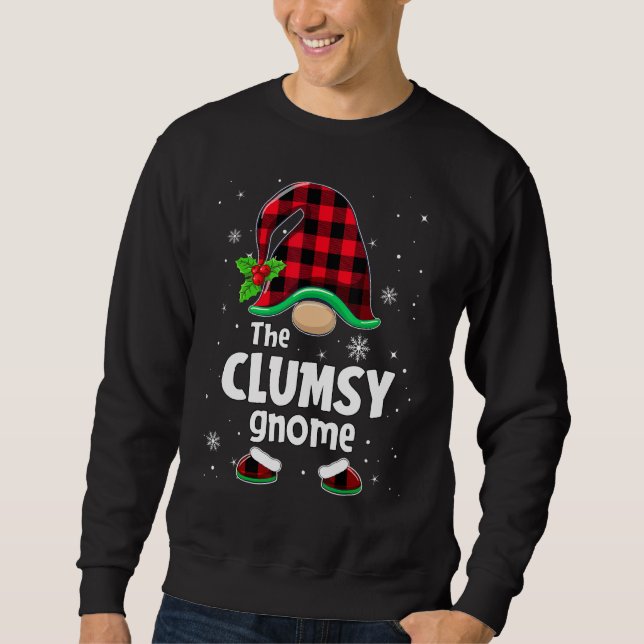 Sweatshirt The Clumsy Gnome Buffalo Plaid Christmas Matching  (Devant)