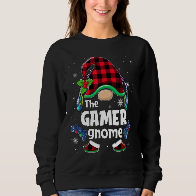 Sweatshirt The Gamer Gnome Buffalo Plaid Christmas Matching F (Devant)