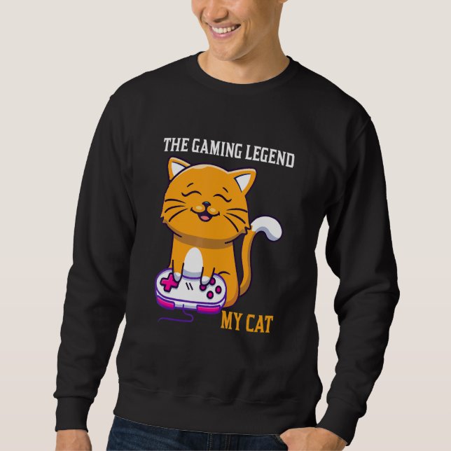 Sweatshirt The Gaming Legend My Cat Gamer Kitten Cute Meme (Devant)
