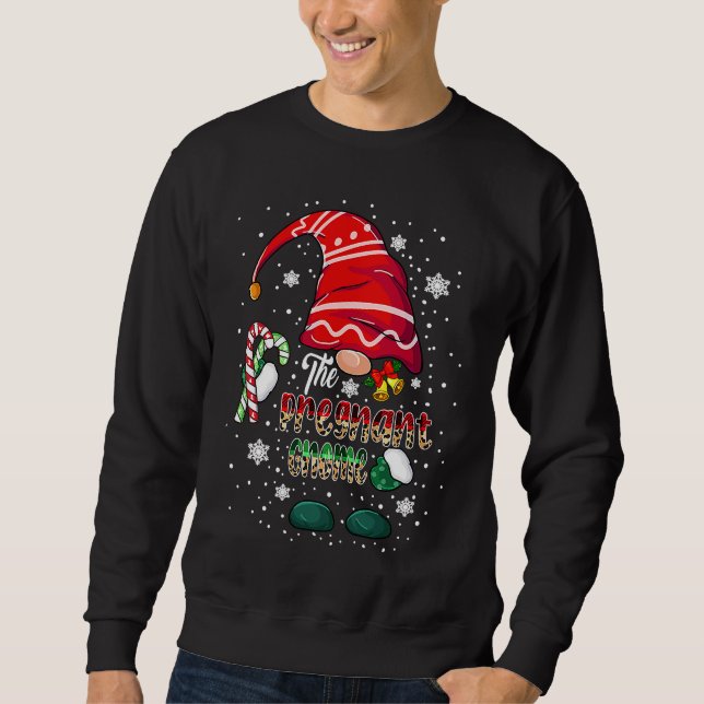Sweatshirt The Pregnant Gnome Xmas Leopard Plaid Gnome Costum (Devant)