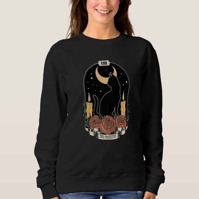 Sweatshirt The Protector Tarot Card Crescent Moon Black Cat o (Devant)