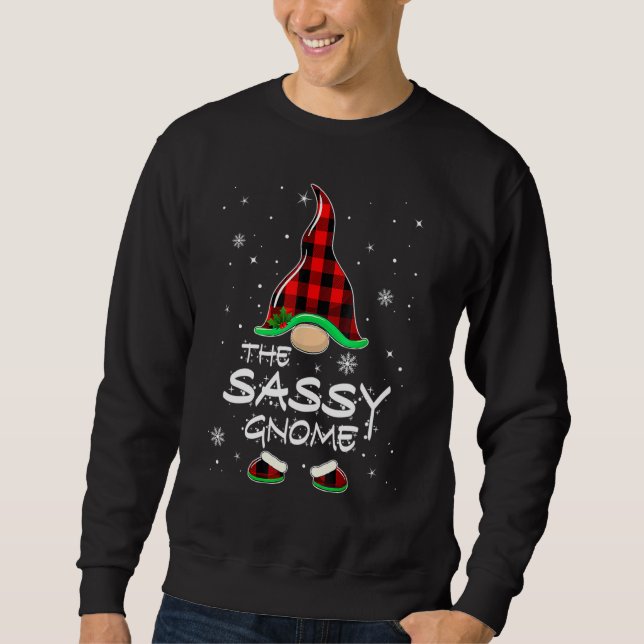 Sweatshirt The Sassy Gnome Red Buffalo Plaid Christmas Pajama (Devant)