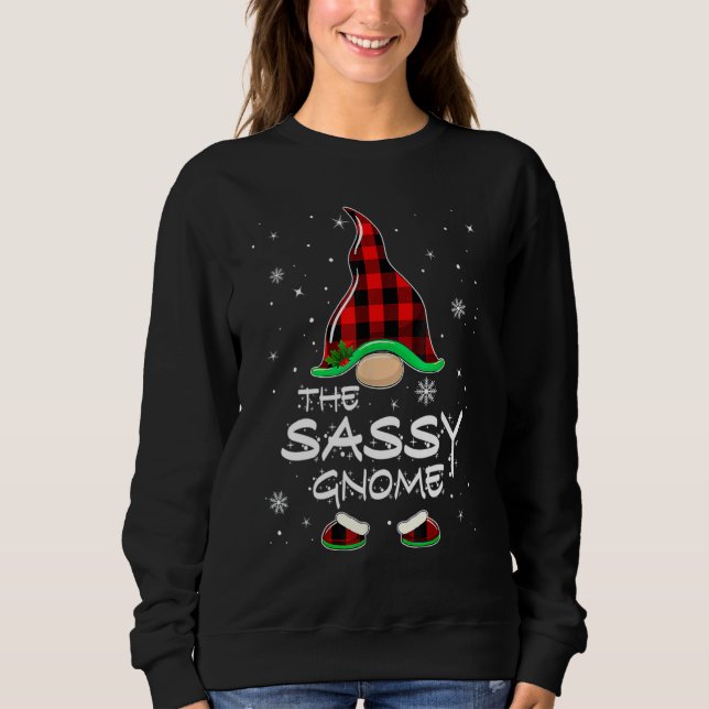 Sweatshirt The Sassy Gnome Red Buffalo Plaid Christmas Pajama (Devant)