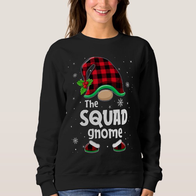 Sweatshirt The Squad Gnome Buffalo Plaid Christmas Matching F (Devant)