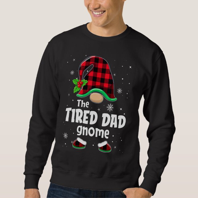 Sweatshirt The Tired Dad Gnome Buffalo Plaid Christmas Matchi (Devant)