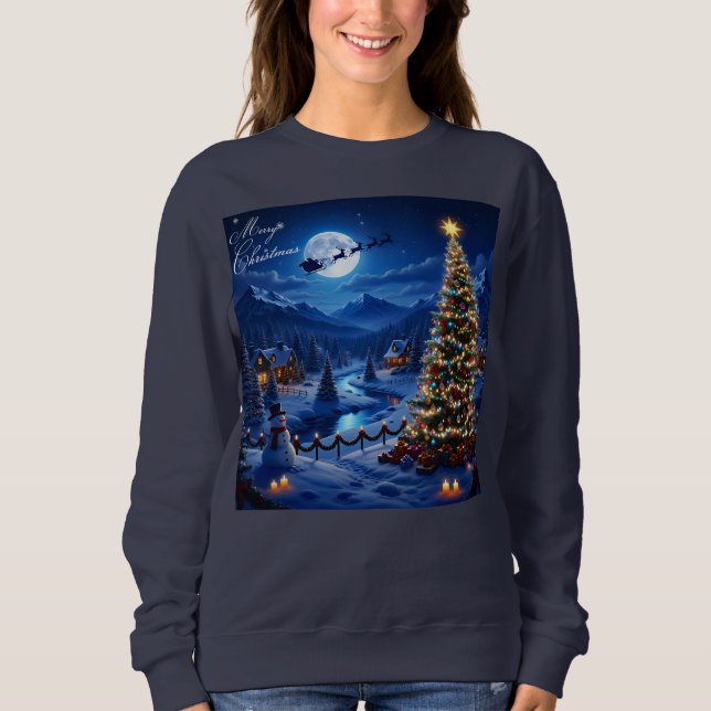 Sweatshirt Thème de décor extérieur de sapin de Noël (Devant)