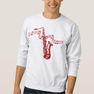 Sweatshirt Thème musical Red Saxophone et notes -Sweatshirt