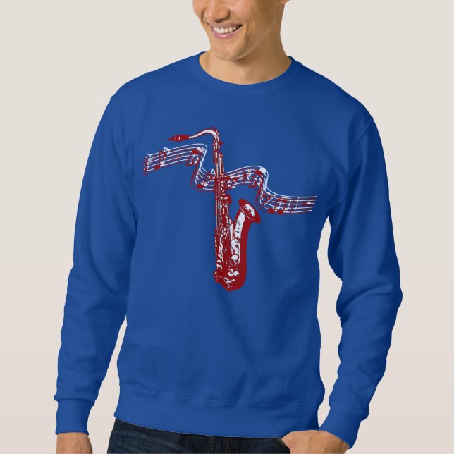 Sweatshirt Thème musical Red Saxophone et notes -Sweatshirt (Devant)