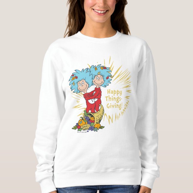 Sweatshirt Thing One Thing Two Joyeux Things-Giving! (Devant)
