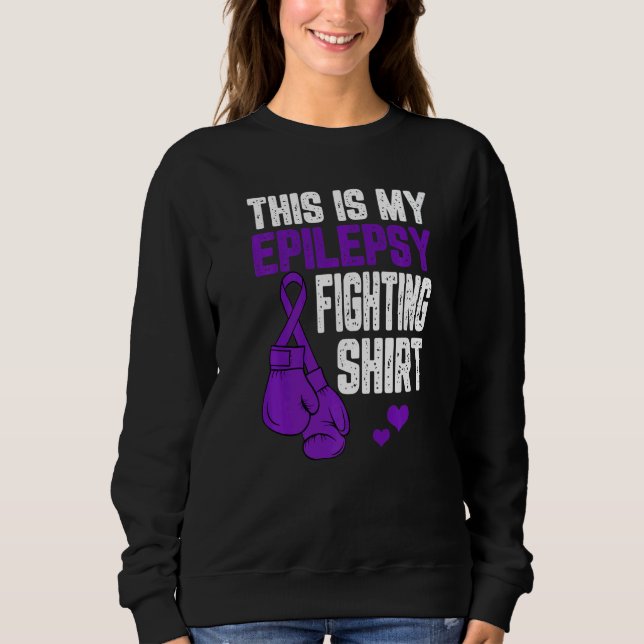 Sweatshirt This Is Epilepsy Fighting  Boxing Gloves Purple Ri (Devant)
