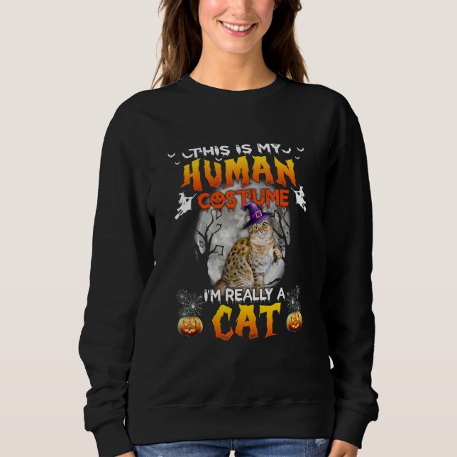 Sweatshirt This Is My Human Costume I'm Really A Cat Hallowee (Devant)