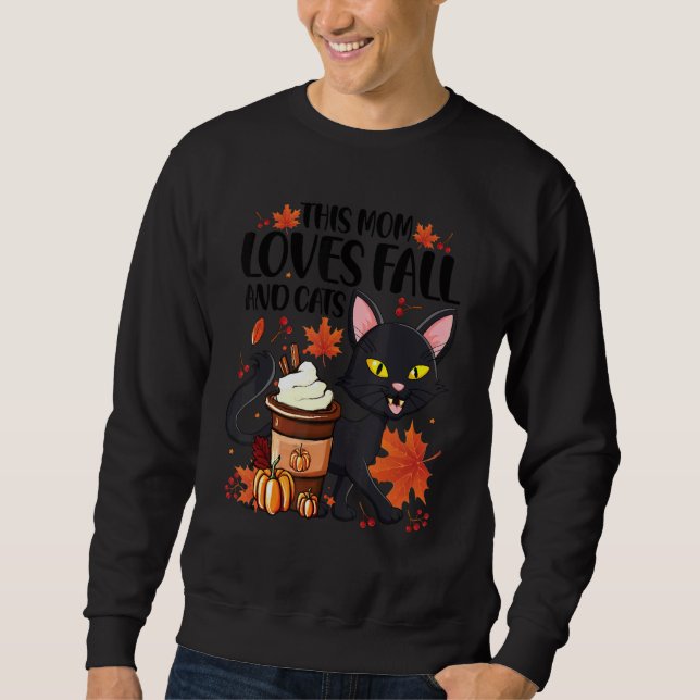 Sweatshirt This Mom Loves Fall And Cats Tis The Season For Au (Devant)