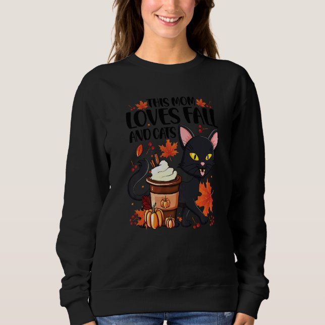 Sweatshirt This Mom Loves Fall And Cats Tis The Season For Au (Devant)