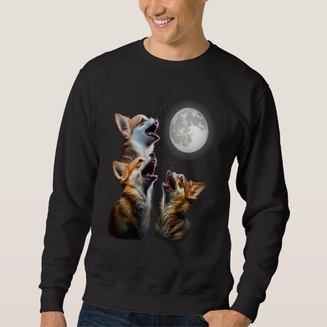 Sweatshirt Three Chihuahuas Howling Chihuahuas Howl At Moon (Devant)