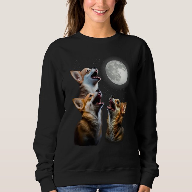 Sweatshirt Three Chihuahuas Howling Chihuahuas Howl At Moon (Devant)