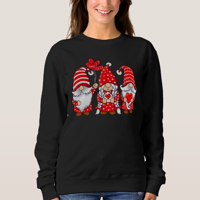 Sweatshirt Three Gnomes Holding Hearts Cute Valentines Day Gi (Devant)