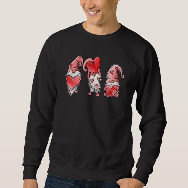 Sweatshirt Three Gnomes Holding Hearts Valentines Day (Devant)