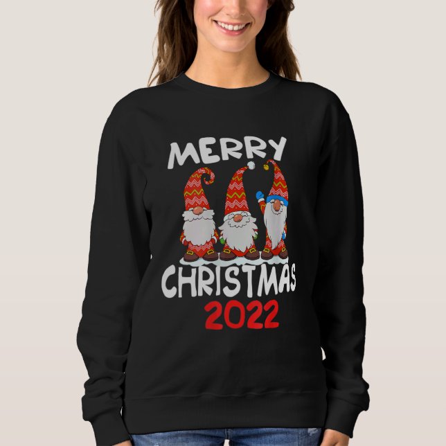 Sweatshirt Three Gnomes Matching Family Merry Christmas 2022  (Devant)