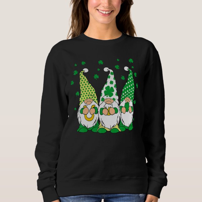 Sweatshirt Three Green Irish Gnomes Shamrock Clover St Patric (Devant)