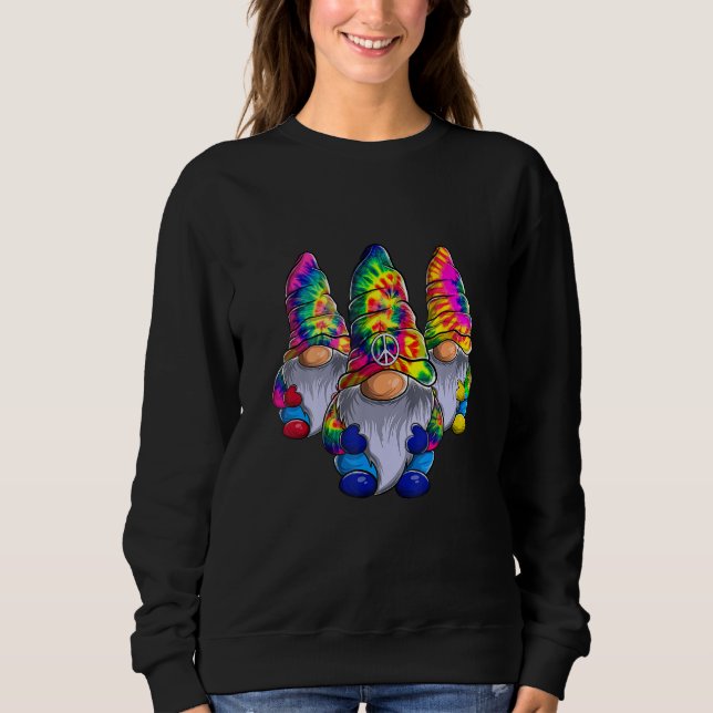 Sweatshirt Three Hippie Gnomes Peace Gnome  Retro Tie Diy (Devant)