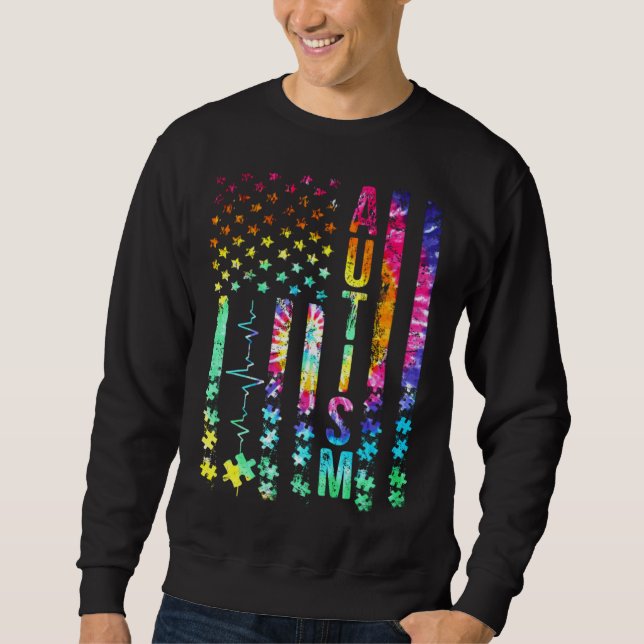 Sweatshirt Tie de soutien de puzzle de sensibilisation à l'au (Devant)