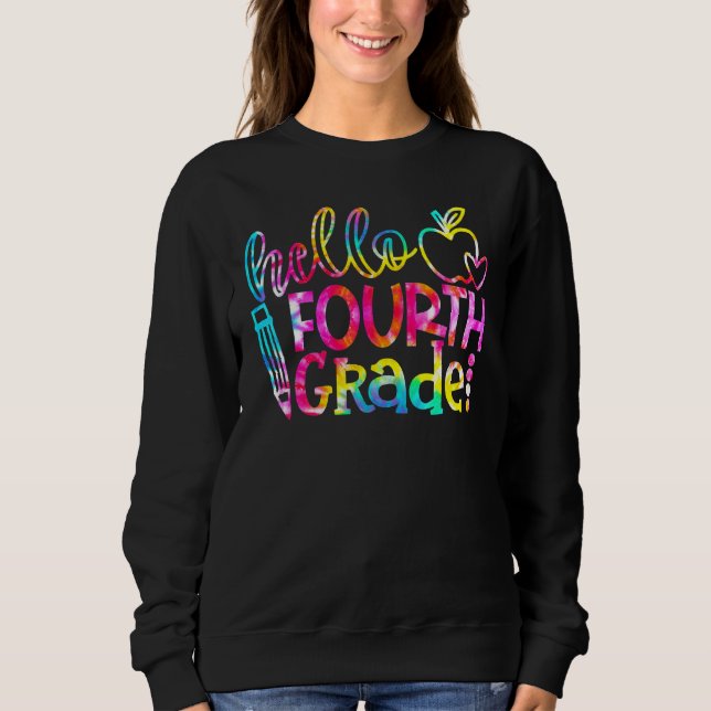 Sweatshirt Tie Dye Bonjour 4e année Enseignant 1er jour O (Devant)