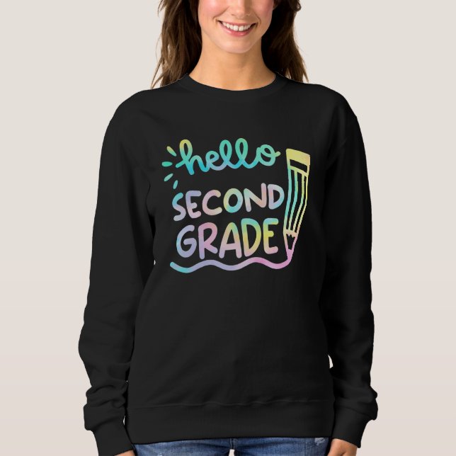 Sweatshirt Tie Dye Bonjour Deuxième professeur de 2e année Pr (Devant)