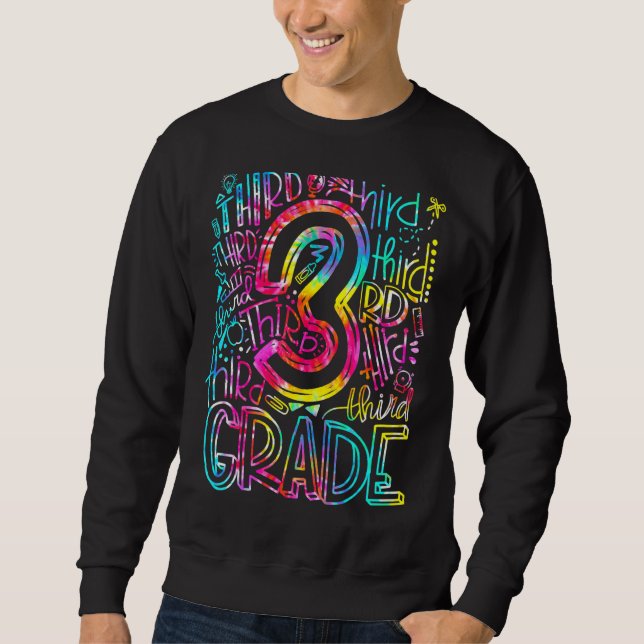 Sweatshirt Tie Dye Équipe de typographie de 3e année Teac de  (Devant)