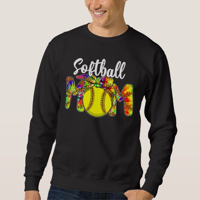 Sweatshirt Tie Dye Maman Softball Maman Du Joueur Softball (Devant)