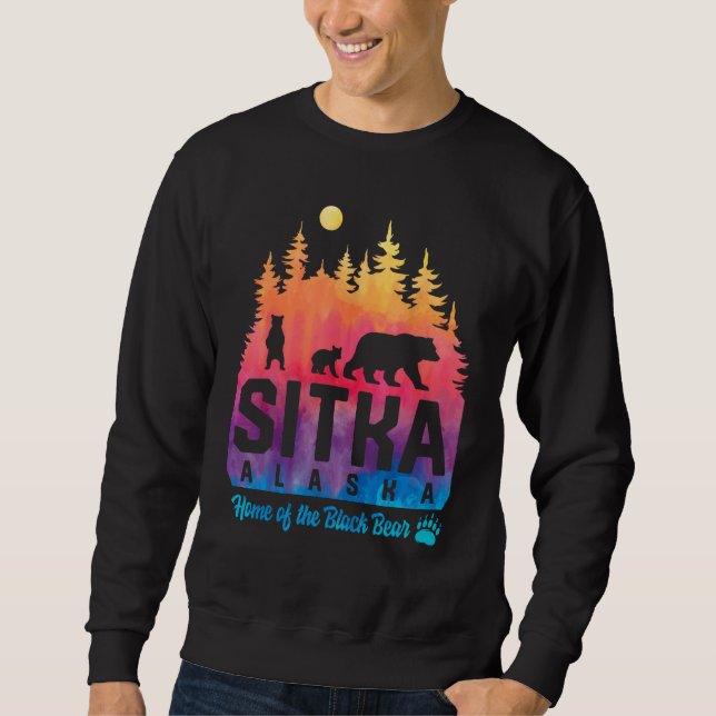Sweatshirt Tie Dye Mère Ours et Cubs Sitka Alaska (Devant)