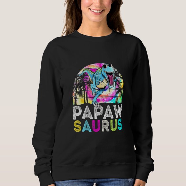 Sweatshirt Tie Dye Papawsaurus Dinosaur Daddy Saurus Famille  (Devant)